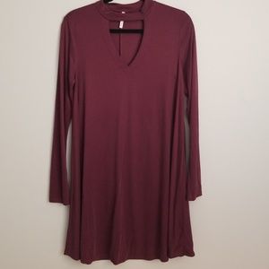 Purple Keyhole Neckline Dress